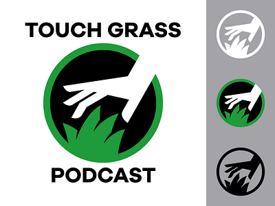 Touch Grass Podcast design grass hand logo podcast sebm sign vector