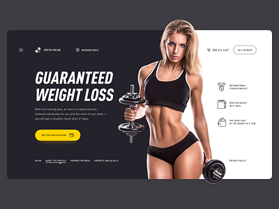 UI/UX promo page design app beautiful design desktop girl health movement muscle promo site site sport strength ui ux web workout