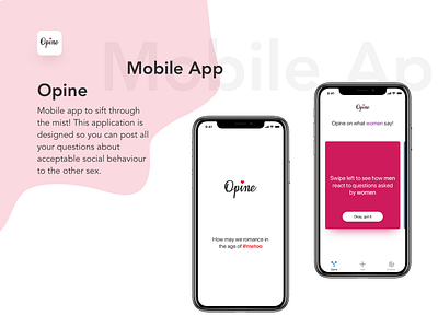 Opine - Romance vs. Consent app design behance clean concept design dribbble icon illustration typography ui uidesign uiux ux uxdesign webdesign