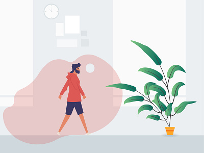 Strolling Around the Office Hallway app character clean concept illustration minimal mobile simple web