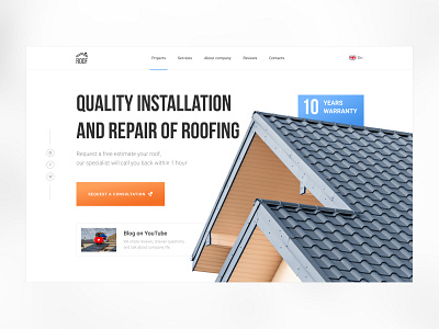 Website for a roof installation and repair company apartament renovation design home repairs landing page repair roof roof installation roof repair ui web webdesign website