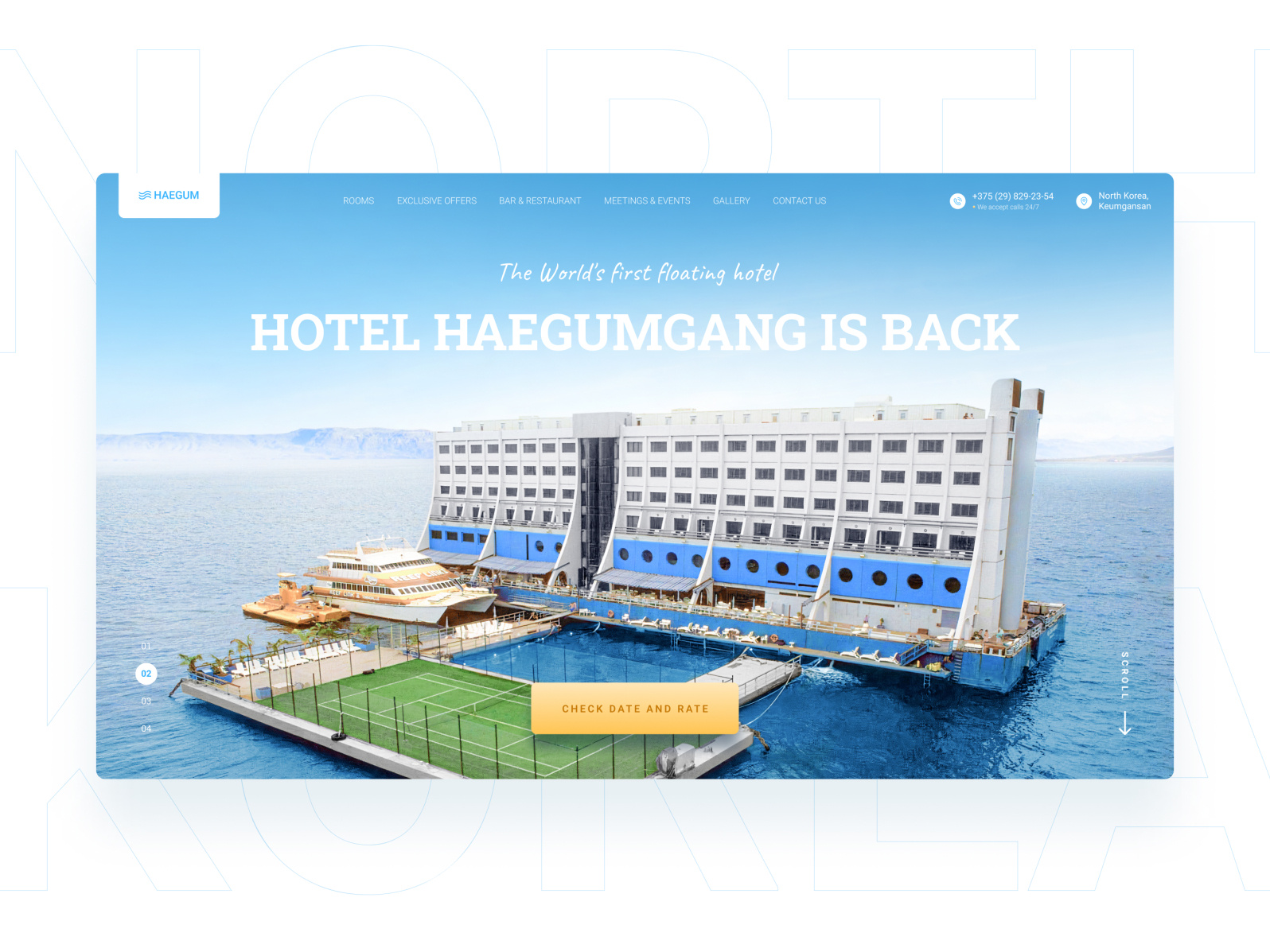 North Korea floating hotel website concept by Sergei Degtyarik on Dribbble
