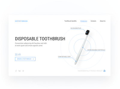 Diaposable toothbrush app design minimal ui ux web website