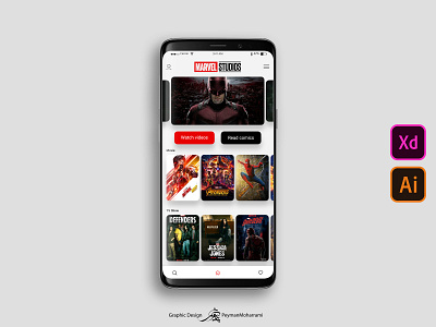 Marvel Studios App adobe adobe xd app art design graphic illustration logo marvel typography uidesign uiux ux design uxresearch