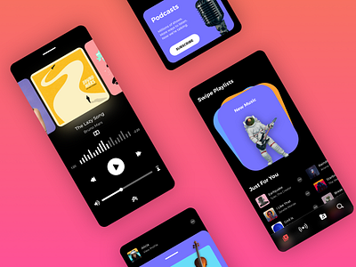 Music App app clean colorful dark design interface mobile music podcast store streaming ui user ux