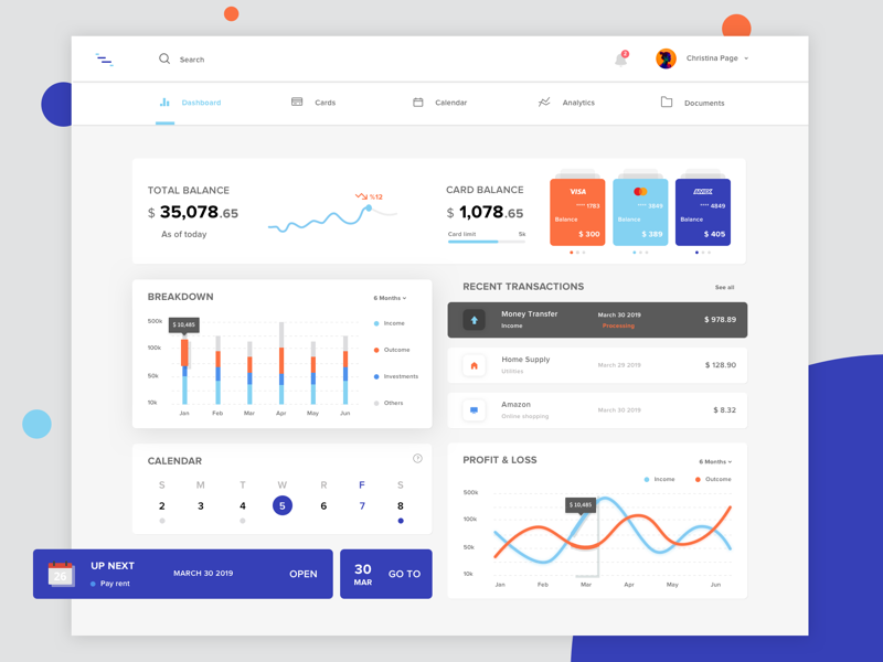 Bank dashboard by Salim Ghnaim on Dribbble