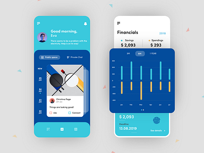 Cono App app application blue branding chart clean colorful condominium design family interface interface design mobile ui ux vector