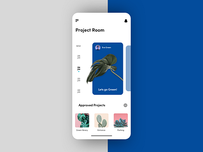 Project Room app application blue clean colorful condominium design interface mobile plants ui ux ux ui vector
