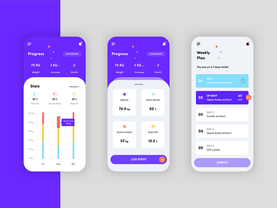Fitness App (Shot 2) app application blue chart clean colorful design fitness gym interface mobile ui uidesign ux vector