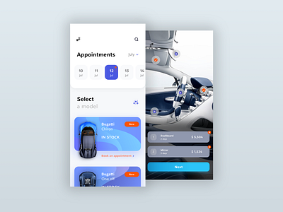 Bugatti App concept app application automotive automotive design blue bugatti car clean colorful design interface mobile ui uidesign ux vector