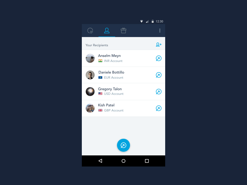 TransferWise for Android android fab animation lollipop material design money transfer transferwise