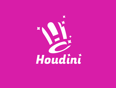 Houdini Logo Design brand logo business cashdesign design h letter logo hat logo houdini logo illustration logo magic magic wand magician pink logo stars