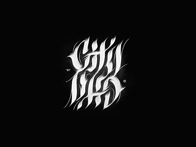 CHACHA 87 black black white calligraphy gothic letters