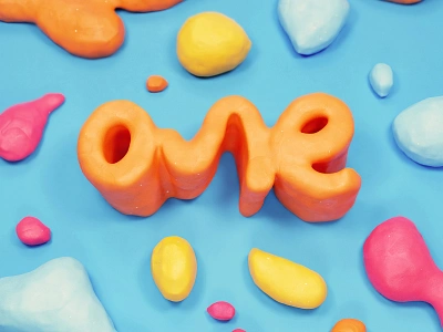 One Year 3d birthday blender child children clay daughter kid letters one plasticine render typography