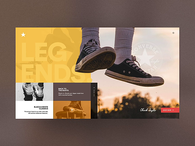 Converse Chuck Taylor / We are Legends adobe xd animation campaing chuck chuck taylor chucks classic concept converse legend lifestyle sneakers street streetwaer ui vintage webdesign