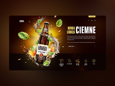 Łomża / Ciemne LP beer brand campaign ciemne hop kv landing page launch lomza lp montage typography ui web webdesign