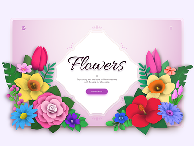 Flower Shop Web Concept app branding brush design elegant fancy flower flowers illustration logo plant premium shop typography ui ux vector webdesign