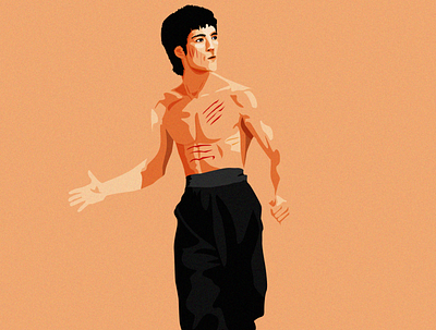 Bruce Lee color illustration illustrator photoshop