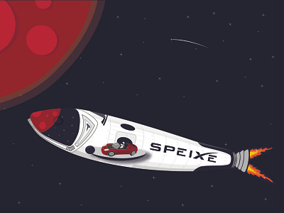 SPEIXE adobe illustrator design fish having fun illustration rocket space space x spacedchallenge spaceman spacex tesla vector