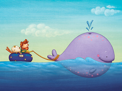 In the sea I found a friend children book illustration sea tale whale