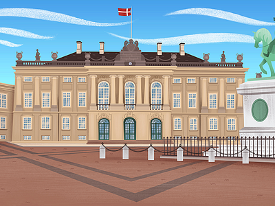 Denmark, Amalienborg palace. animation background cartoon concept countries denmark dinamarca illustrator photoshop serie