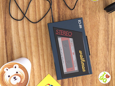 Walkman 3d 90s cg draw music render walkman