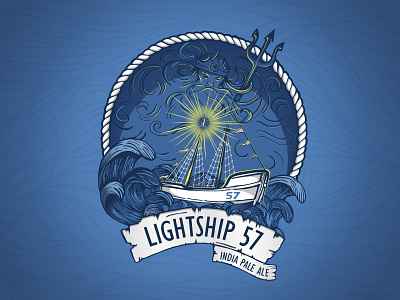 Lightship 57 IPA beer art beer label blue illustation logo
