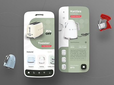 Smeg Appliances Home Ui Design app app design appliances design dribbble ecommerce home kettle kitchen shop toaster trend ui uidesign uiux userinterface