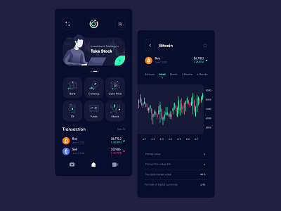 Cryptocurrency App Ui Design app appdesign bitcoin crypto dark design trend ui uidesign userinterface ux wallet