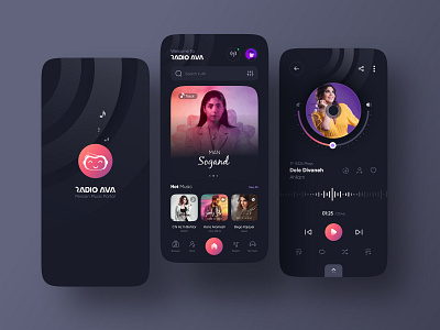 Radio AVA - Music Player App Ui Design app appdesign dark ui music music app player trend ui uiux ux uxui