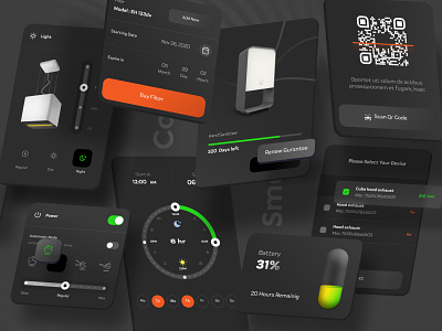 🏠 Smart Home Components app clean ui dark design home home automation mobile remote remote control smart smart app smart home smarthome trend ui uidesign uiux userinterface