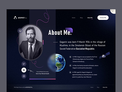 ACESPACE About Us Page 🚀 about about us blog branding dark design earth landing modern space trend ui uidesign uiux web website