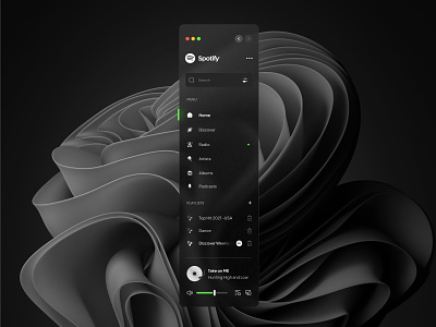 Sidebar Navigation Glass - Spotify 🎸🤘 app branding concept dark dark sidebar design desktop illustration logo menu music navigation player spotify trend ui uidesign uiux userinterface website