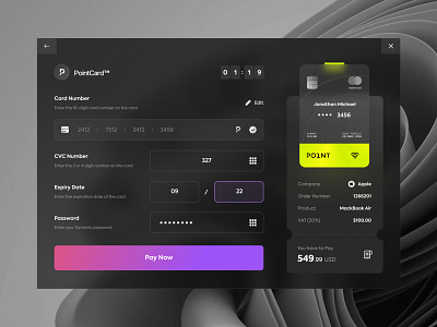 PointCard Payment Gateway - DarK Version🔥 app bank banking card dark design finance gataway glass master card money pay payment trend ui uidesign uiux userinterface web web design