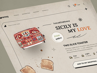 Smeg Shop cart classic design e commerce header old product shop shopping toaster trend ui uidesign uiux web web design