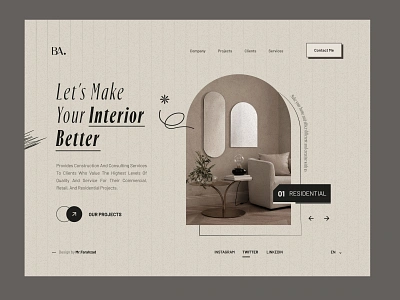 Interior Design Landing Page 🔥🤘 architecture design classic creative design design studio home decor interiors landing landing page trend ui uidesign uiux web web design