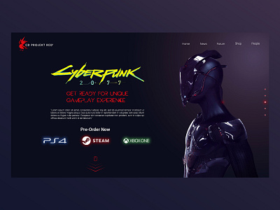 Cyber Punk Video Game pre-Order Landing Page future games gradient design landing page landing page design sale shop ui designer ui ux design video games web design website