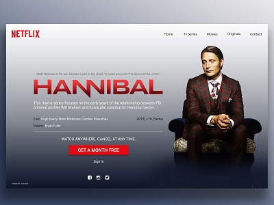 Hannibal series Netflix Landing Page