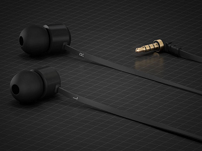 Low key earphone render 3d blueprint earphones render