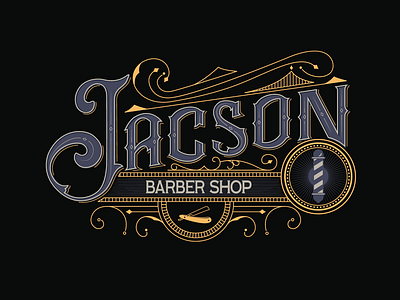 Logo - Jacson Barber Shop barber shop brand color illustration lettering lettering art logo tupography vector visual