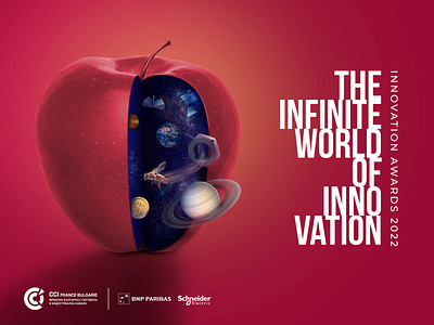 The Infinite World of Innovation cosmos event graphic design innovation key visual photomanipulation planets poster space