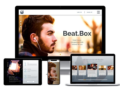 Beatbox - Landing Page Design cards design music ui ux