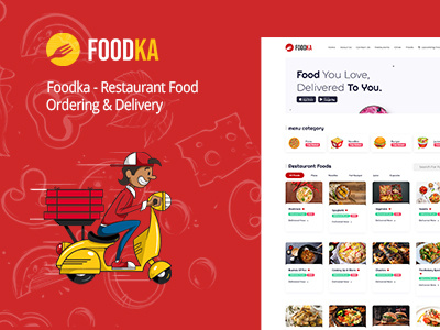 Foodka - Restaurant Food Ordering & Delivery Script Theme branding design illustration logo typography ui ux vector web website