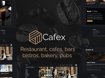Cafex - Restaurants & Cafes Shop Script Theme 3d animation branding design illustration typography ui web website