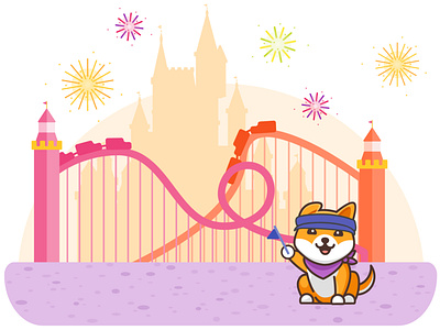 Roller Coaster Graphic design disney dog fireworks illustration kami rollercoaster shibainu vector