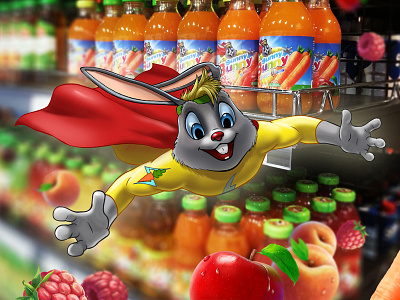 Bunny and Fruits for Carrot Juice