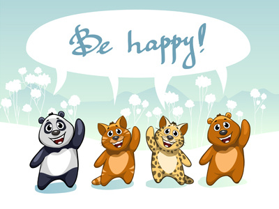 Funny cute cat, cheetah, bear and panda