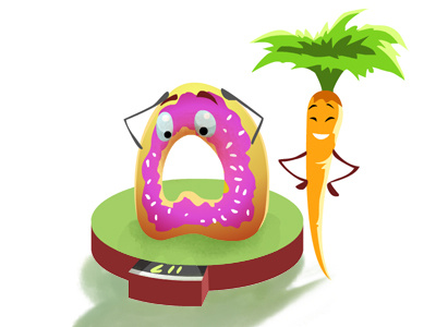 Doughnut Donut is upset with its weight :( cake carrot diet emotions health humor nutrition overweight tape