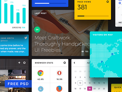 Free Dashboard UI Elements PSD blocks dashboard flat free freebie freebies kit psd ui widgets