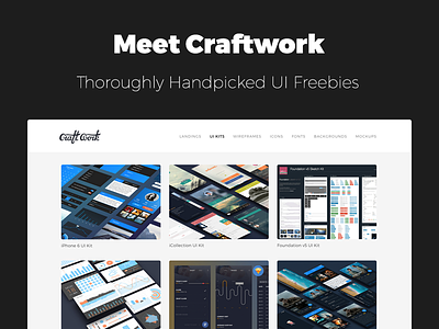 Meet Craftwork background craftwork font free freebie freebies icons kit landing mockup ui